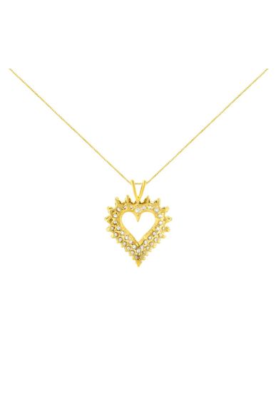 Plated Brilliant-Cut Diamond Open Heart Necklace
